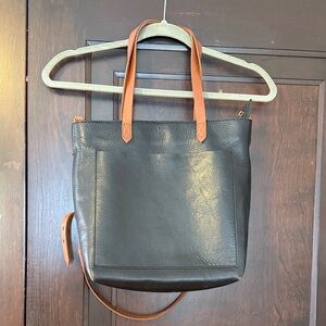 Madewell Black and Tan Leather Medium Transport Tote